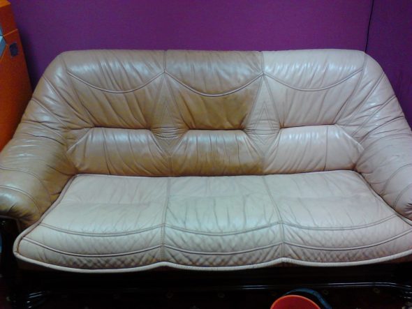 dirty leather sofa