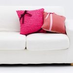 white faux suede sofa