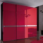 Italian wardrobe with a glossy red facade