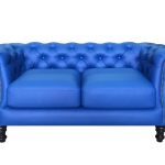 læder blå sofa