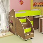 children's bed with table and stairs