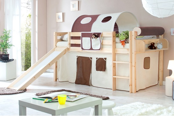 bed with slide and tower