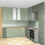 kitchen with high wall cabinets photo