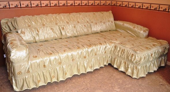 satin cover on the sofa
