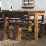 garden benches and table
