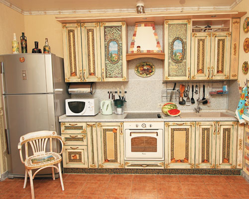 Decoupage kitchen furniture
