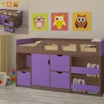 Children's bed for a child from 3 years old Astra 8 chamonix oak purple