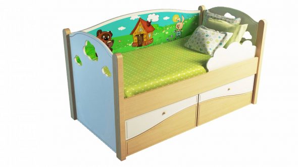 Baby bed with sides in design