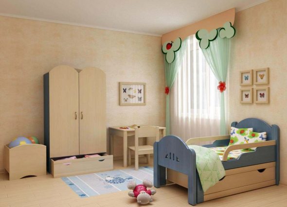 Children's beds with sides in the interior