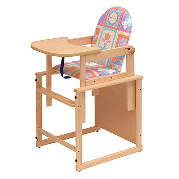 كرسي تغذية الطفل المرتفع الخشبي