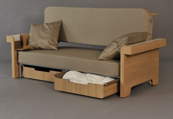 Sofa zrób to sam z drewna i tkaniny