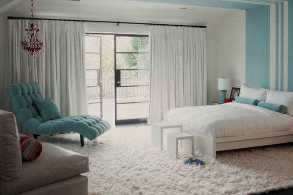 yatak odası tasarımı beyaz mavi