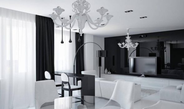 black and white in the interior