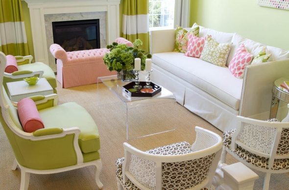 obývací pokoj v jarních barvách