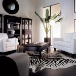 white furniture with dark flooring