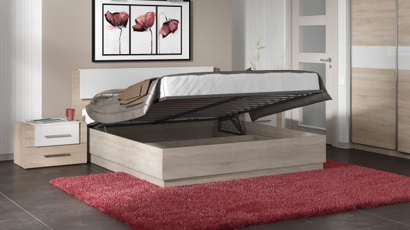 podwójne łóżko z szufladami