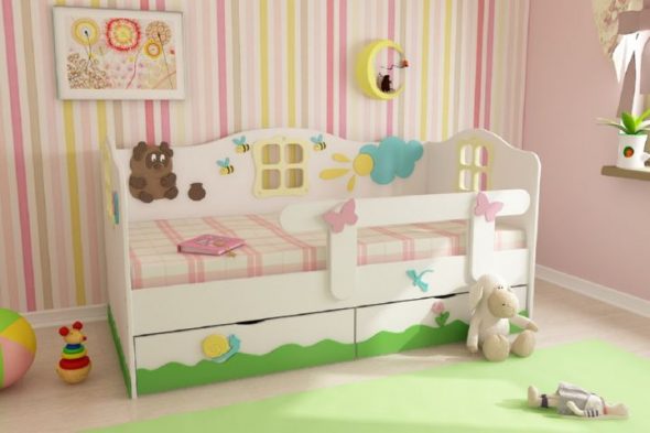 Bed of chipboard for children