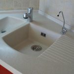 Sink for kitchen from an artificial stone white