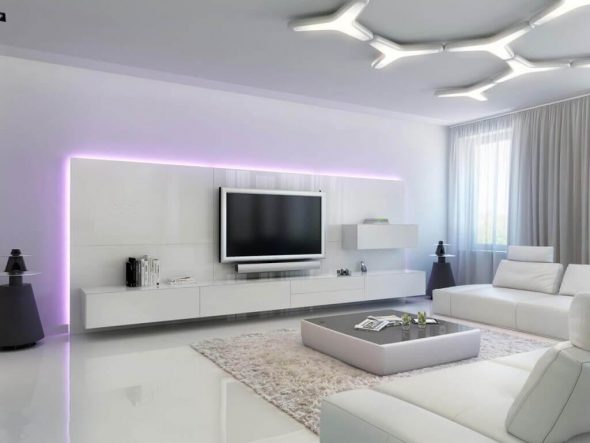glossy surfaces in white interior