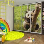 wardrobe in the nursery with a print