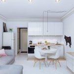 vita möbler i en liten lägenhet