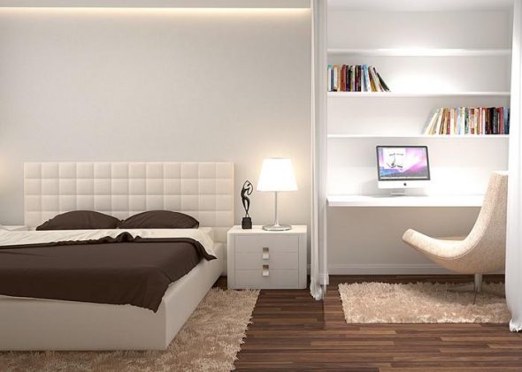 beyaz kahverengi yatak odası
