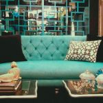 turquoise living room sofa
