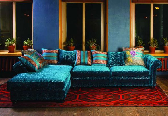 turkis sofa Indijos stiliaus