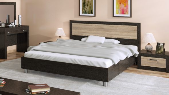 drewniane łóżko w sypialni
