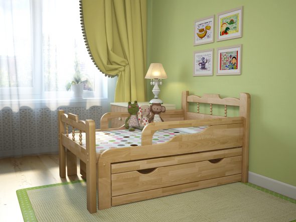 Łóżko dziecięce wykonane z drewna