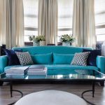 sofa turquoise woonkamer interieur