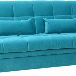 turkusowa sofa z poduszkami