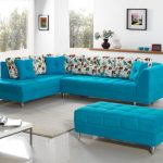 sofa narożna turkusowa stylowa