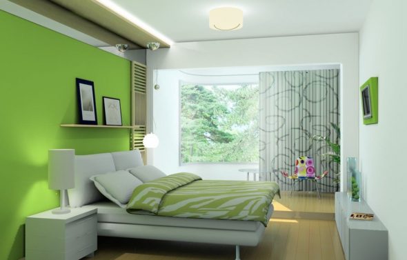 bijelo-zelena spavaća soba