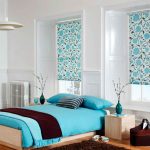 double bed white blue design