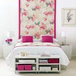 double bed floral print headboard
