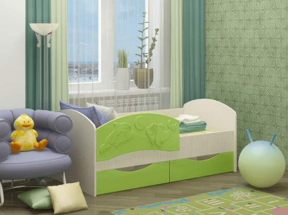 łóżko delfin zielony