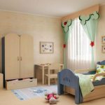 children's bed with sides in the bedroom interior