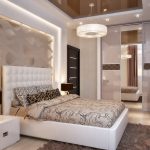double bed in beige interior