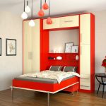 składane łóżko w kolorze czerwonym
