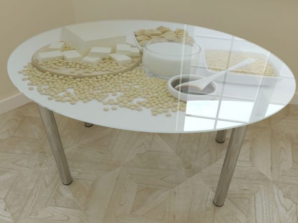 kitchen table with glass photo