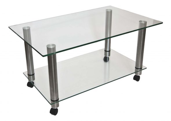 stół ze szkła i metalu