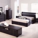 double bed dark furniture