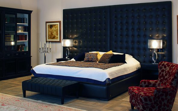 dark blue double bed