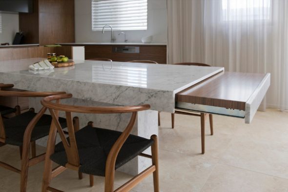 sliding table in the kitchen