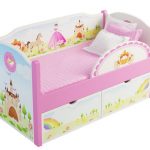 children's bed with sides and bright prints