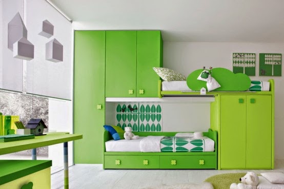 green furniture in the nursery