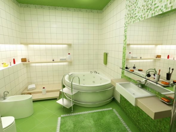 zeleno ogledalo u kupaonici