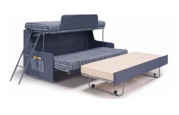 Sofa transformator w piętrowym łóżku trzyosobowym