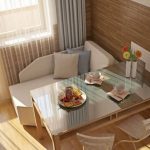 Kitchen design 12 square meters with a sofa
